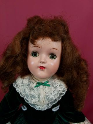 Vintage Ideal P - 91 Toni Hard Plastic Strung Doll Marked Brunette W/ Green Eyes