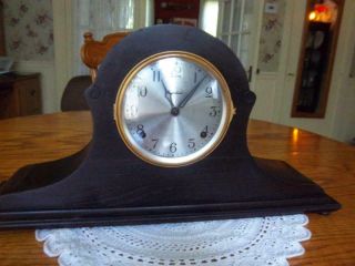 Vtg Wood Antique Ingraham Mantel Chiming Clock Mid Century Steampunk