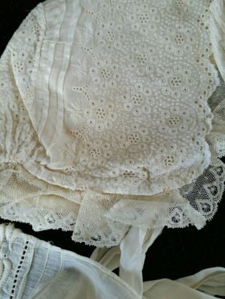 Antique Victorian Edwardian French Lace Baby Doll Bonnet Wonderful