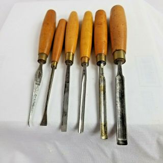 Set 6 Woodcarving Antique Carving Tools Sheffield Makers,  Marples,  Addis,  Sorby