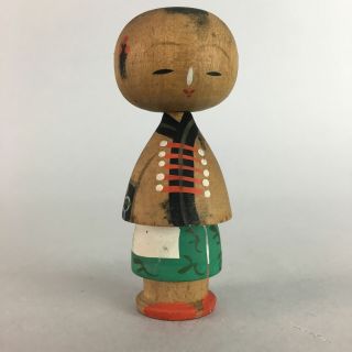Japanese Kokeshi Doll Vtg Wood Carving Figurine Chinese Clothes Bobblehead Kf166