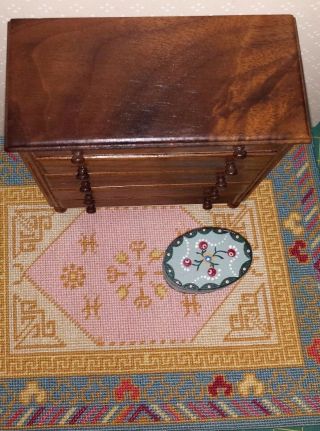 Dollhouse miniature artisan made vintage needlepoint rug,  approx.  5 
