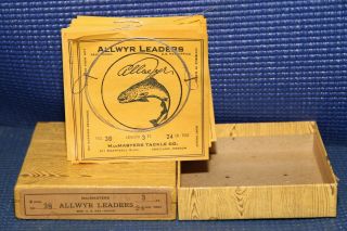 Vintage Allwyr Leaders Macmasters Tackle Co.  No.  38,  3 Ft.  24 Lb Test Box Of 24
