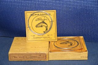 Vintage Allwyr Leaders Macmasters Tackle.  No.  6 W,  15 Ft.  18 Lb Test - Box Of 24