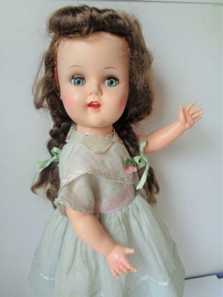 Old Vintage 19 " Hard Plastic Doll With Teeth 1950s Dress Fits Saucy Walker Toni