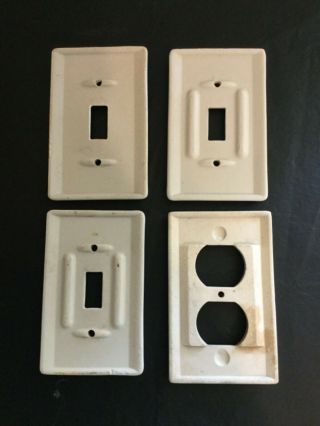 Ceramic Light Switch Cover 3 Plates 1 Outlet - Gold Scroll 2