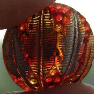 Victorian Antique Glass Button Feathers Amberina Color (Red Yellow) 618 - A 2