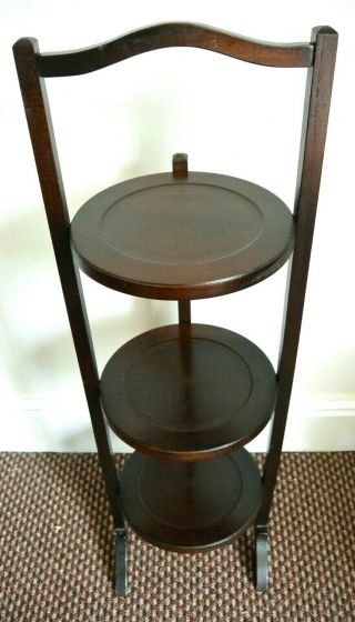 Fabulous Vintage Wooden Folding Three Tier Cake Stand