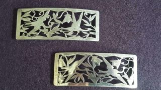 Pair Antique Art Nouveau 1900s Chinese Silver Belt Buckles 38g
