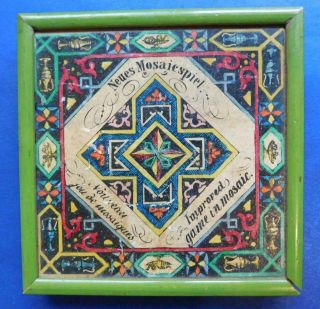 French Antique Mosaic Puzzle Game Toy C1900s