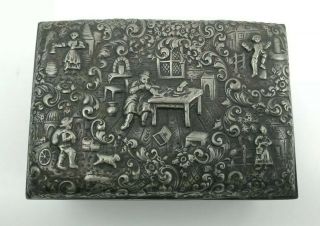 Antique Barbour Silver Plated Casket Box C1910 1915 Relief Scene Detailed