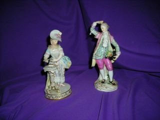 Fabulous Early Antique Meissen Figurines.  Women Playing Cards,