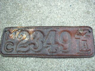 Antique 1942 Louisiana Motorcycle License Plate Harley Davidson Indian Wwii