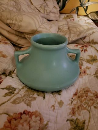 Antique Vintage American Art Pottery Vase - Blue Green Matte Glaze Pot