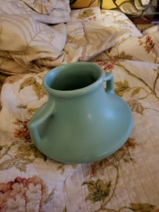 Antique Vintage American Art Pottery Vase - Blue Green Matte Glaze Pot 5