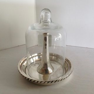 Pottery Barn Antique Silver Ring Holder,  Glass Dome Cloche Post Jewelry