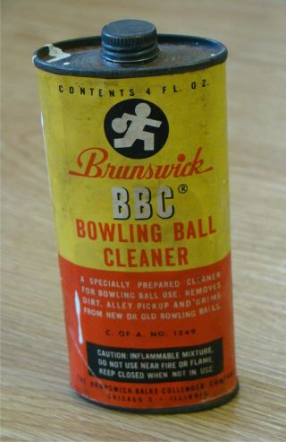 Vintage Brunswick Bowling Ball Cleaner Tin 4oz Bbc Brunswick - Balke - Collender