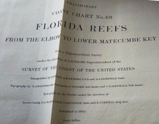 1863 Us Coast Survey Florida Reef - Elbow To Lower Matecumbe Key Map Chart