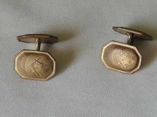 Antique Talon Grip Trade Mark Hwk Co Double Sided Masonic Cufflinks.