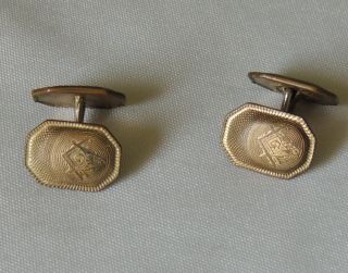 Antique Talon Grip Trade Mark HWK Co double sided Masonic cufflinks. 2