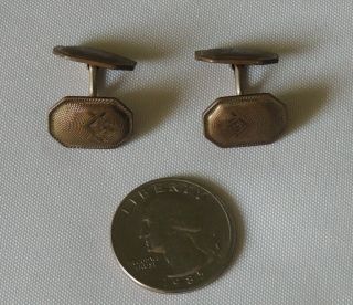 Antique Talon Grip Trade Mark HWK Co double sided Masonic cufflinks. 4