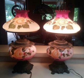 Large 22” Antique/vintage Gone With The Wind Gtw Hurricane Lamps