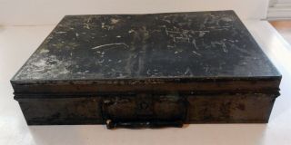 Antique / Vintage Artists Metal Paint Box With Wooden Palette