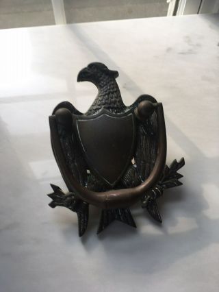 Vintage Antique Solid Brass American Eagle Door Knocker 7 " Tall With Stud Screws