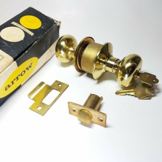 Vintage Door Knob: Arrow Tudor (style No.  150) Brass Cylinder Entrance Lockset
