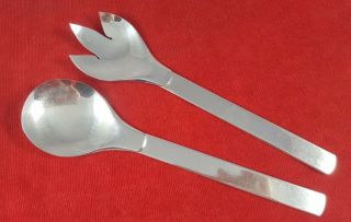 Silverplate Salad Serving Spoon And Fork Set By Napier - Mid Century Modern
