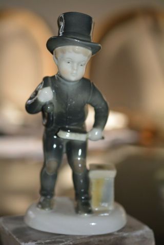 Vintage East Germany Porcelain Statue Figurine Boy With Brush Hallmarked