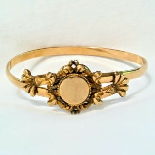 Antique Victorian Rolled Gold Etruscan Wedding Twist Hinge Bracelet Ca.  1870 