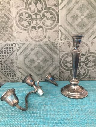 Vintage Newport Silverplate Candelabra YB586.  Changeabout/convertible 3 - 1 Candle 3