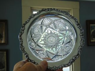 Antique Gorham Sterling Silver Rimmed Brilliant Cut Glass Bowl