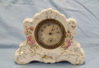 Antique Vintage Porcelain Shelf Clock Estate Attic Find Not
