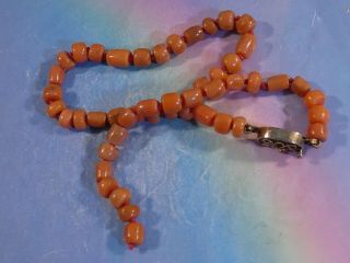 ANTIQUE NATURAL RED INDO TIBETAN [ INDO NEPALI ] CORAL STRAND 315 MM WITH CLASP 5