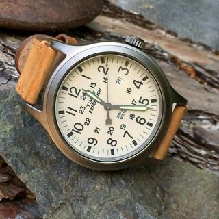 Timex Expedition Scout Tw4b06500 Silver/brown Leather Men 