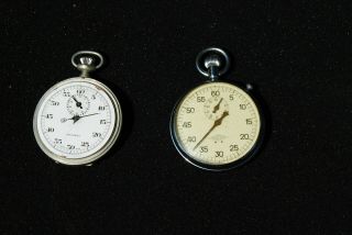2 Vintage Swiss Stop Watches One Running Needs Service