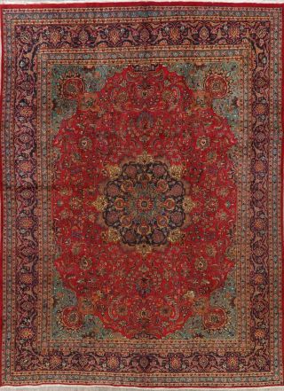 Vintage Floral Oriental Area Rug Wool Hand - Knotted Traditional Medallion 10x13