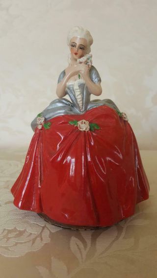 Antique French Terre De Retz Powder Box Jar Doll - Papier Mache