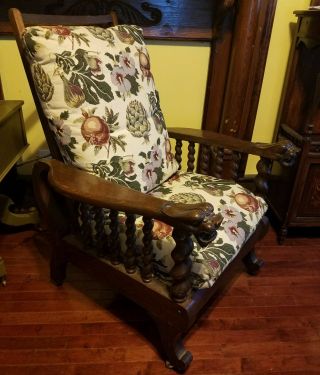 Antique oak lion head morris chair 8