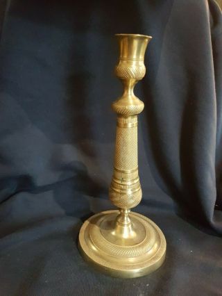 Antique French 3: Empire Gilt Brass Bronze Ormolu Candlesticks,  19th C