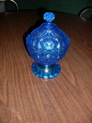 Antique Blue Glass Candy Dish.