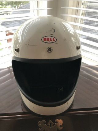 Vintage 1970s Bell 120 Star Full - Face Racing Helmet 7 1/2 With Visor