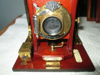 Antique Mahogany Century Portrait Folding Box Camera In Case W Plates