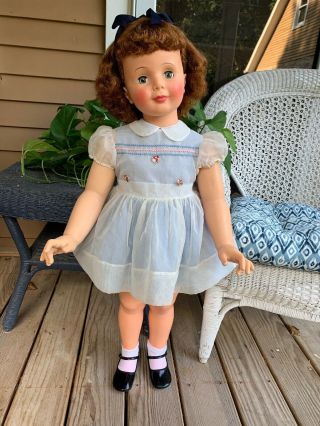 Vintage Patti Playpal Ideal Doll 35 " Auburn Curls Dress Babyface