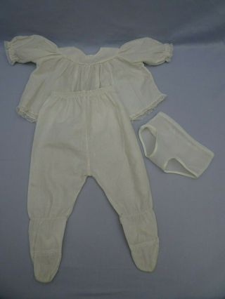 Vintage Large Size 22 - 24 " Baby Doll Outfit White Footed Pants Top Nylon Panties