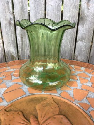 Antique Union Glass Company Green Glass Cowslip Flower Vase 266 Somerville Mass