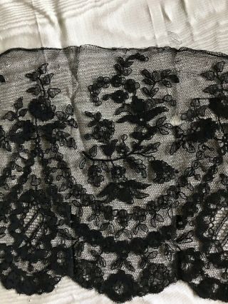 Antique Victorian Edwardian Black Lace Flounce 9 " Trim Dolls 1800 