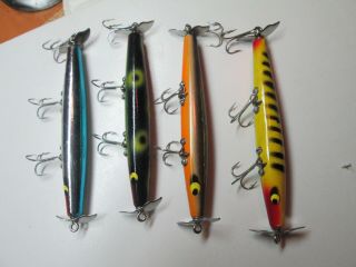 Unknown Age Wood Topwater Lure Group.  Devils Horse Approx.  4 1/4 " Smithwick